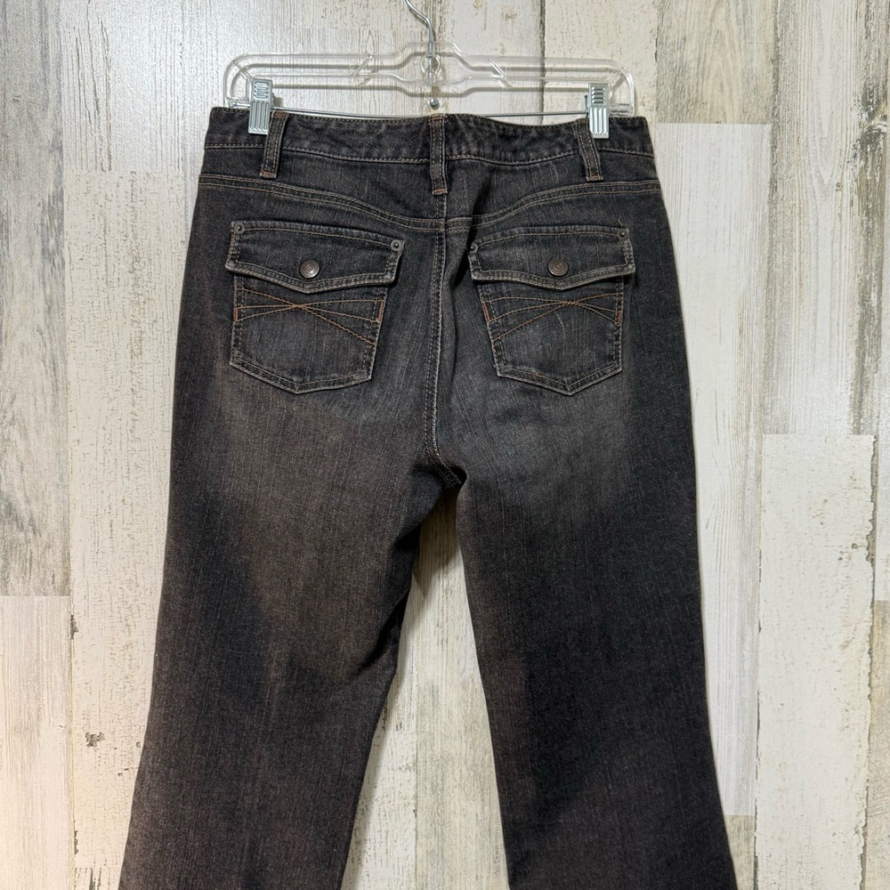LOFT Curvy Boot Wide Leg Brown Black Dusty Denim Jeans Low Rise - Picture 9 of 14